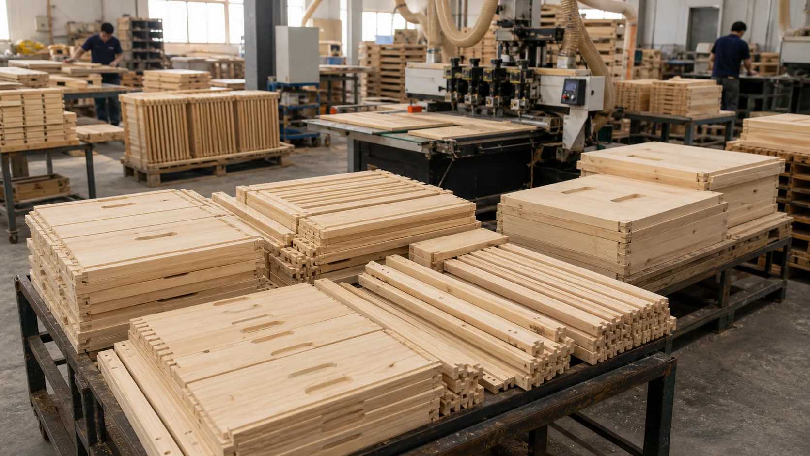Mass production of flat-pack beehive parts