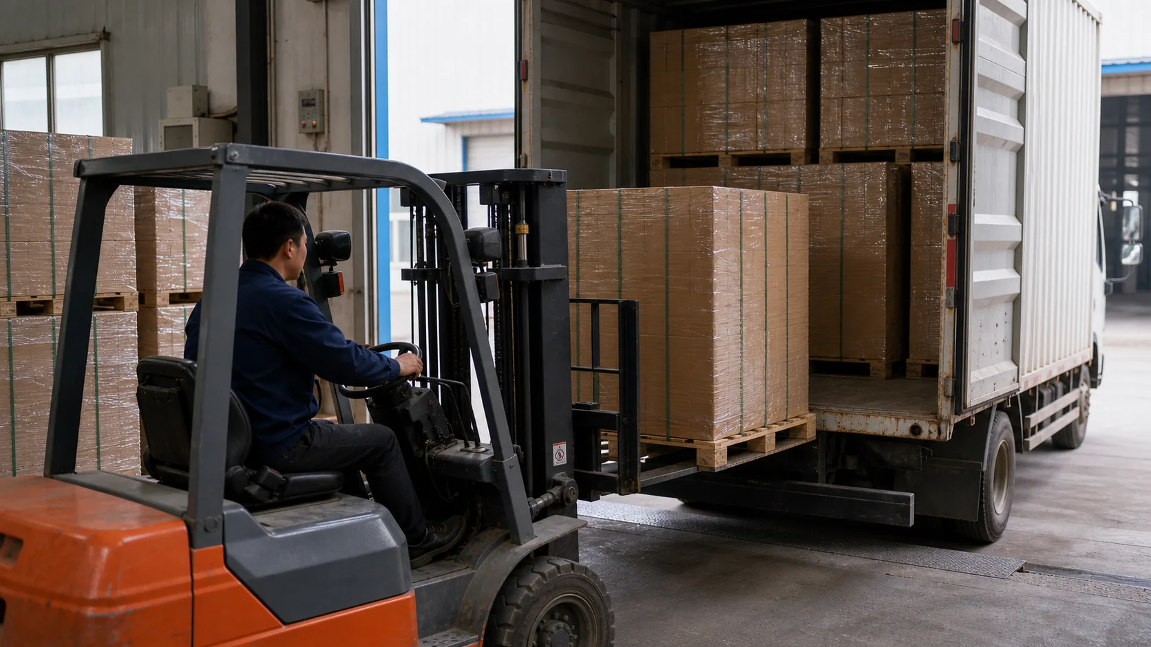 Packing and delivery by forklift